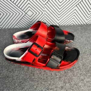 Birkenstock Arizona EVA 38 W7/M5 Red White Black Slide Sandals Waterproof Pool